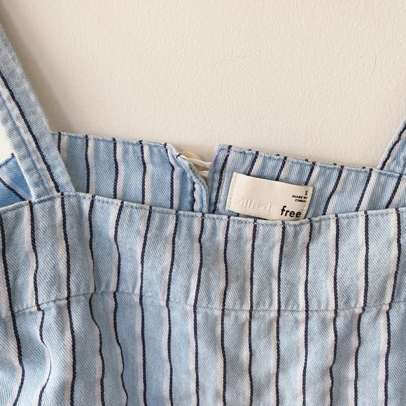 Aritzia Wilfred Free Pasha Tank Blue Striped Denim Cropped Top - Picture 4 of 5